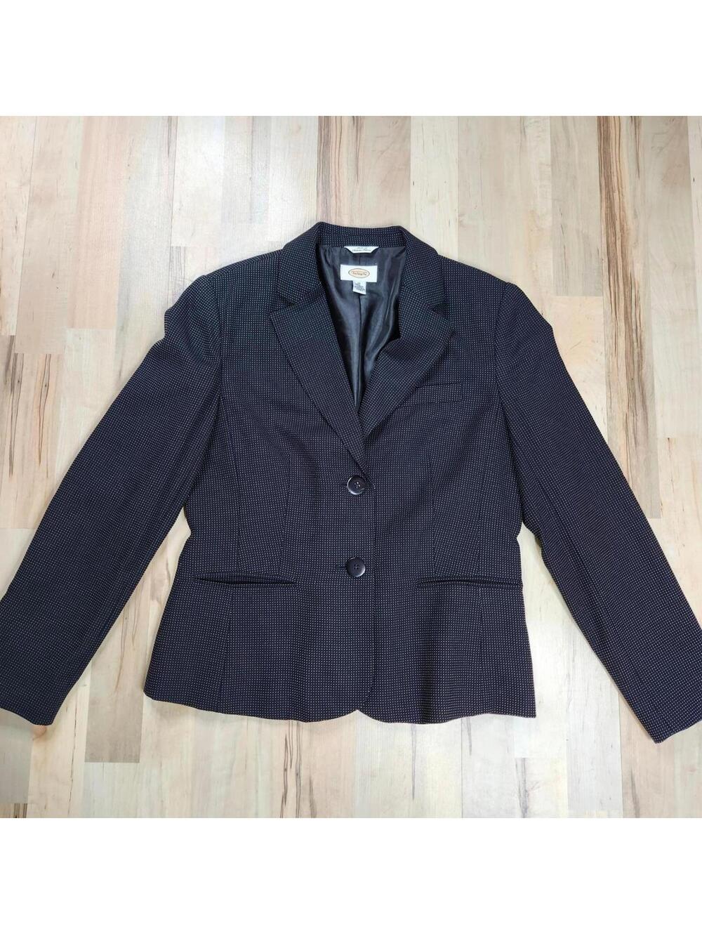 Talbots Women's Classic Black Blazer with Subtle Dot Pattern 10